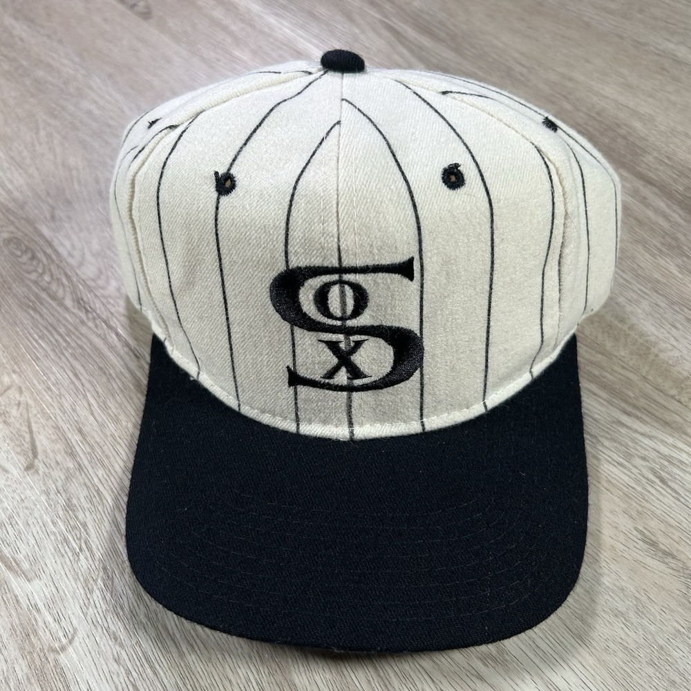VTG Starter Chicago White Sox Snapback Hat MLB 100% Wool Pinstripe White Cap